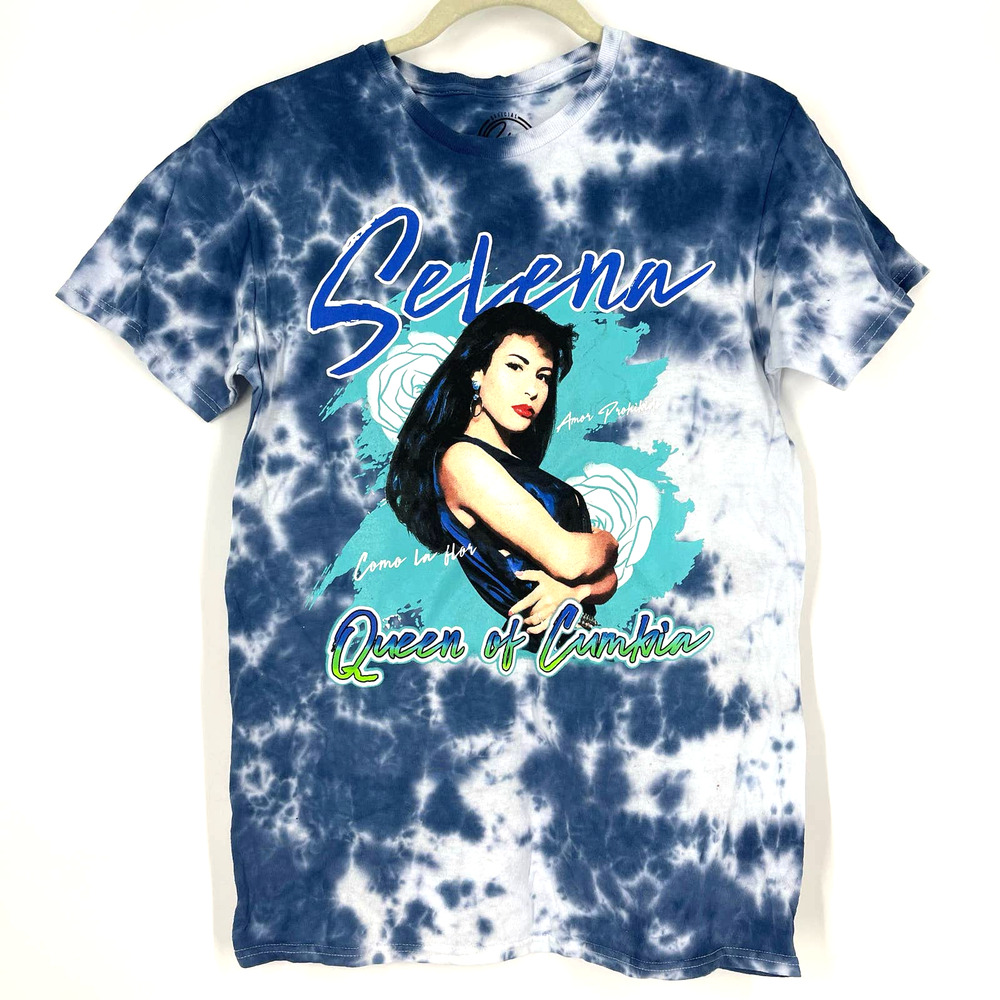 Selena Queen Of Cumbia Portrait Tie Dye T-Shirt Blue‎ Size Small NWOT